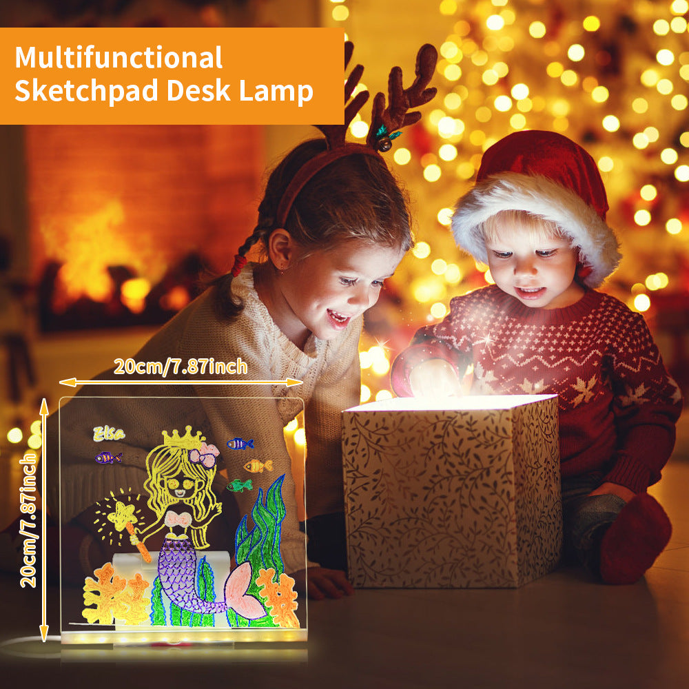 LED Acrylic Drawing Board – Tablero de Dibujo Luminoso Reescribible con Luz Nocturna, USB, Soporte y Bolígrafo | Mensajes, Decoración y Creatividad