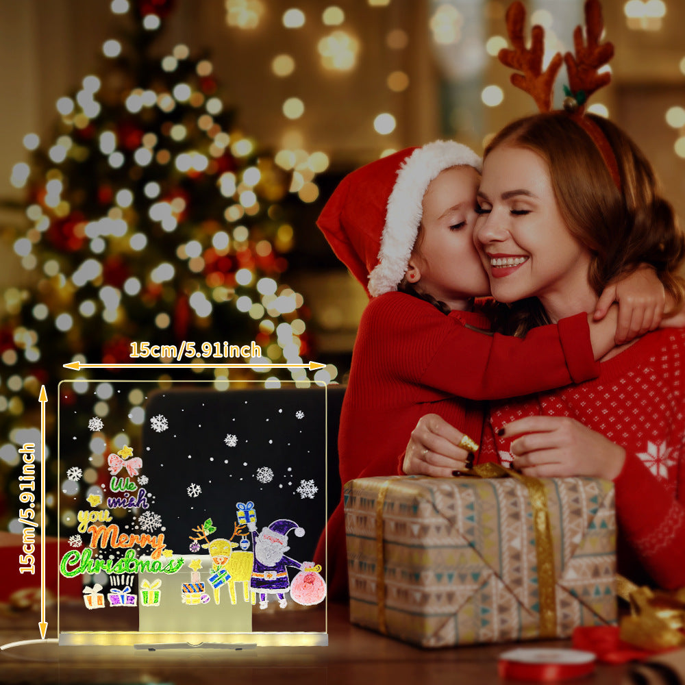 LED Acrylic Drawing Board – Tablero de Dibujo Luminoso Reescribible con Luz Nocturna, USB, Soporte y Bolígrafo | Mensajes, Decoración y Creatividad
