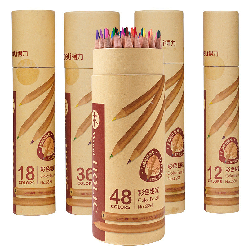 ⭐Lápices de Colores para Niños en Barril | 12/18/24/36/48 Colores, Madera de Alta Calidad, Diseño Infantil | Ideales para Dibujo y Arte Escolar