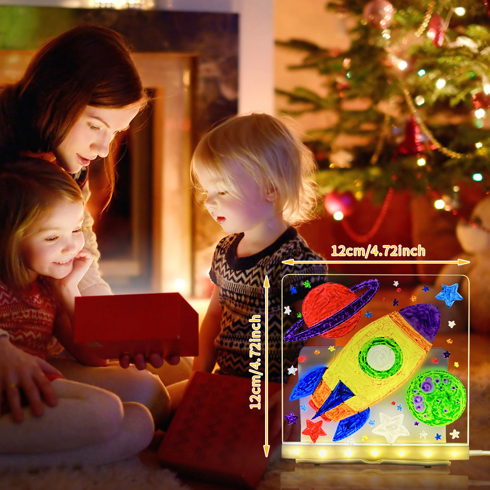 LED Acrylic Drawing Board – Tablero de Dibujo Luminoso Reescribible con Luz Nocturna, USB, Soporte y Bolígrafo | Mensajes, Decoración y Creatividad