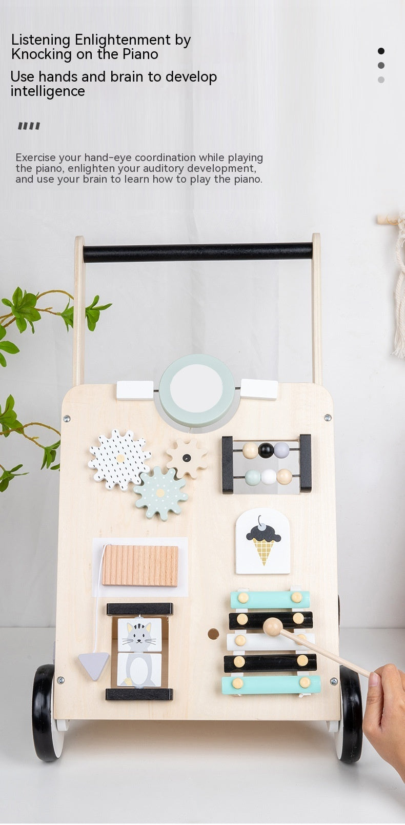 Andador Infantil de Madera Educativo – Carrito de Compras para Bebés y Niños | Juguete de Aprendizaje Temprano