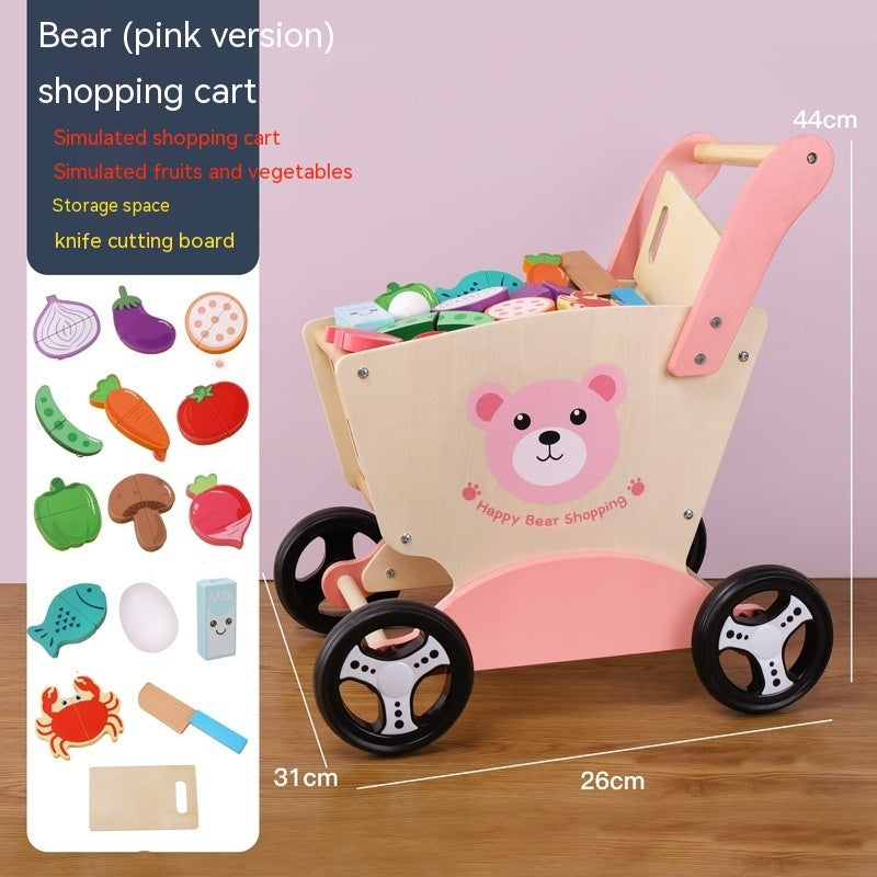 Andador Infantil de Madera Educativo – Carrito de Compras para Bebés y Niños | Juguete de Aprendizaje Temprano