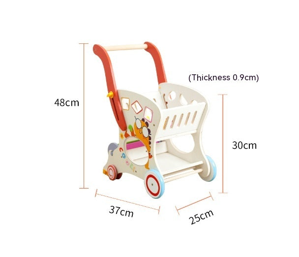 Andador Infantil de Madera Educativo – Carrito de Compras para Bebés y Niños | Juguete de Aprendizaje Temprano