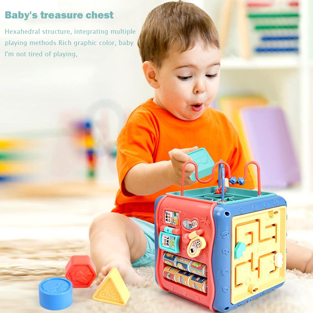⭐ Cubo Educativo Montessori 6 en 1 para Bebés | Hexaedro de Actividades con Laberinto, Engranajes, Formas y Aprendizaje Matemático