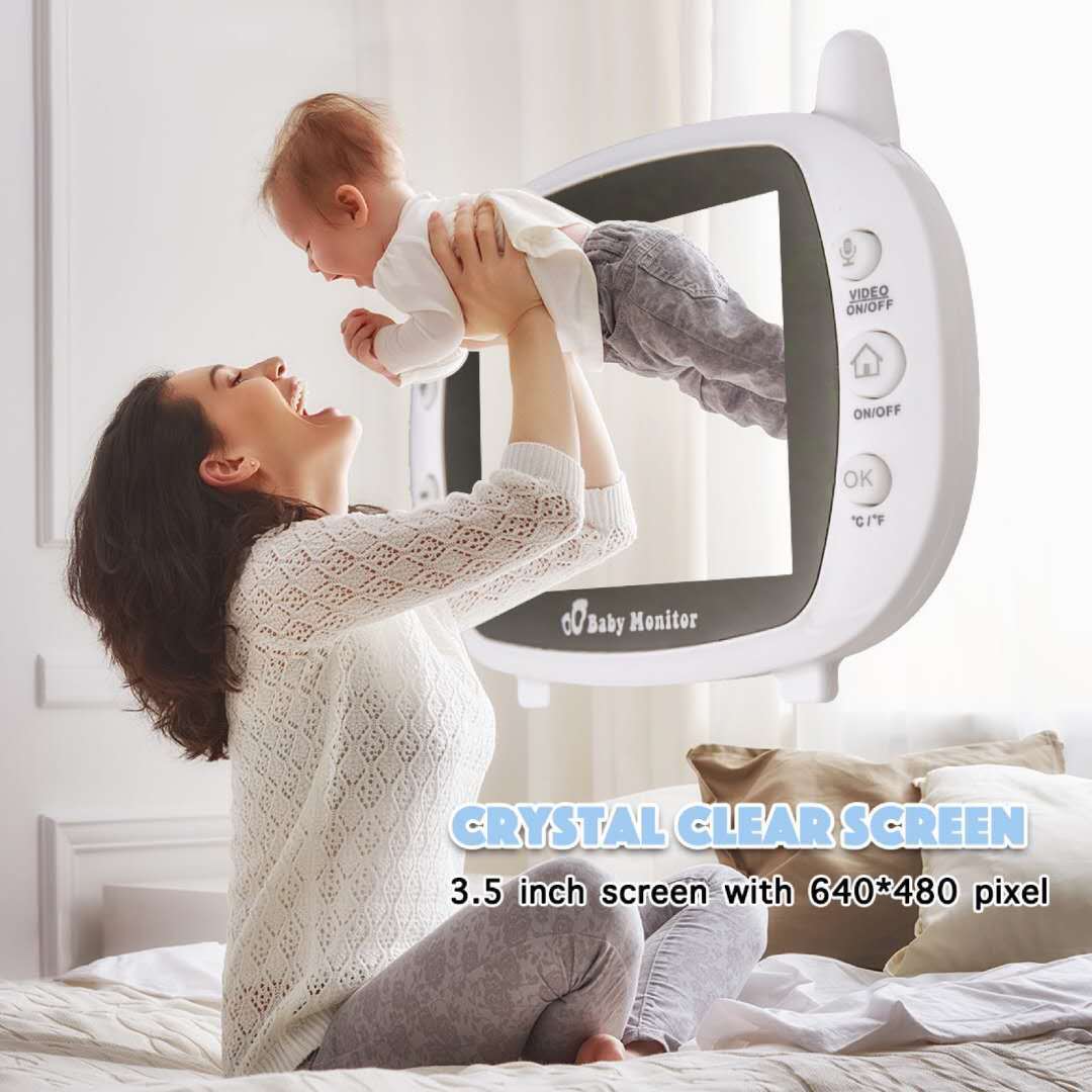 ⭐Monitor de Bebé con Cámara 3.5" | Visión Nocturna, Audio Bidireccional, Sensor de Temperatura, Lullabies y Transmisión Segura 2.4G