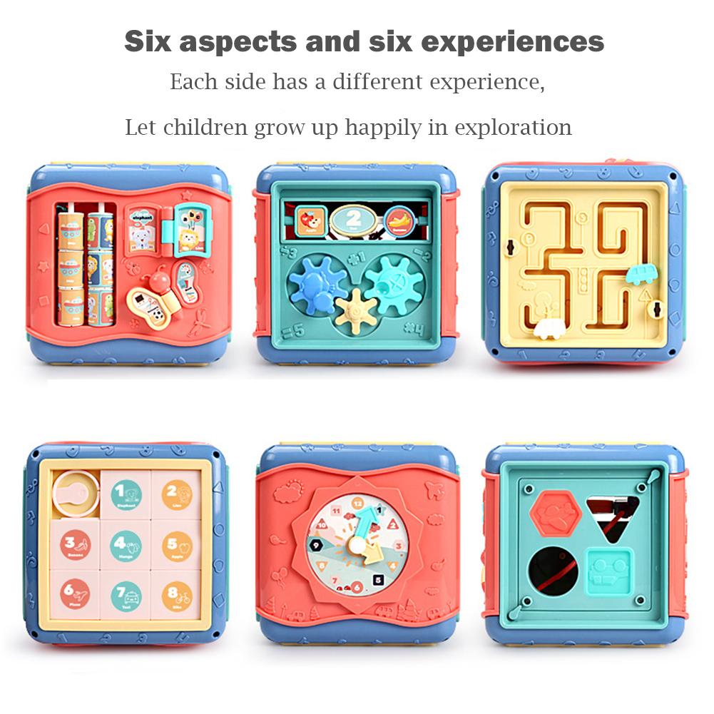 ⭐ Cubo Educativo Montessori 6 en 1 para Bebés | Hexaedro de Actividades con Laberinto, Engranajes, Formas y Aprendizaje Matemático