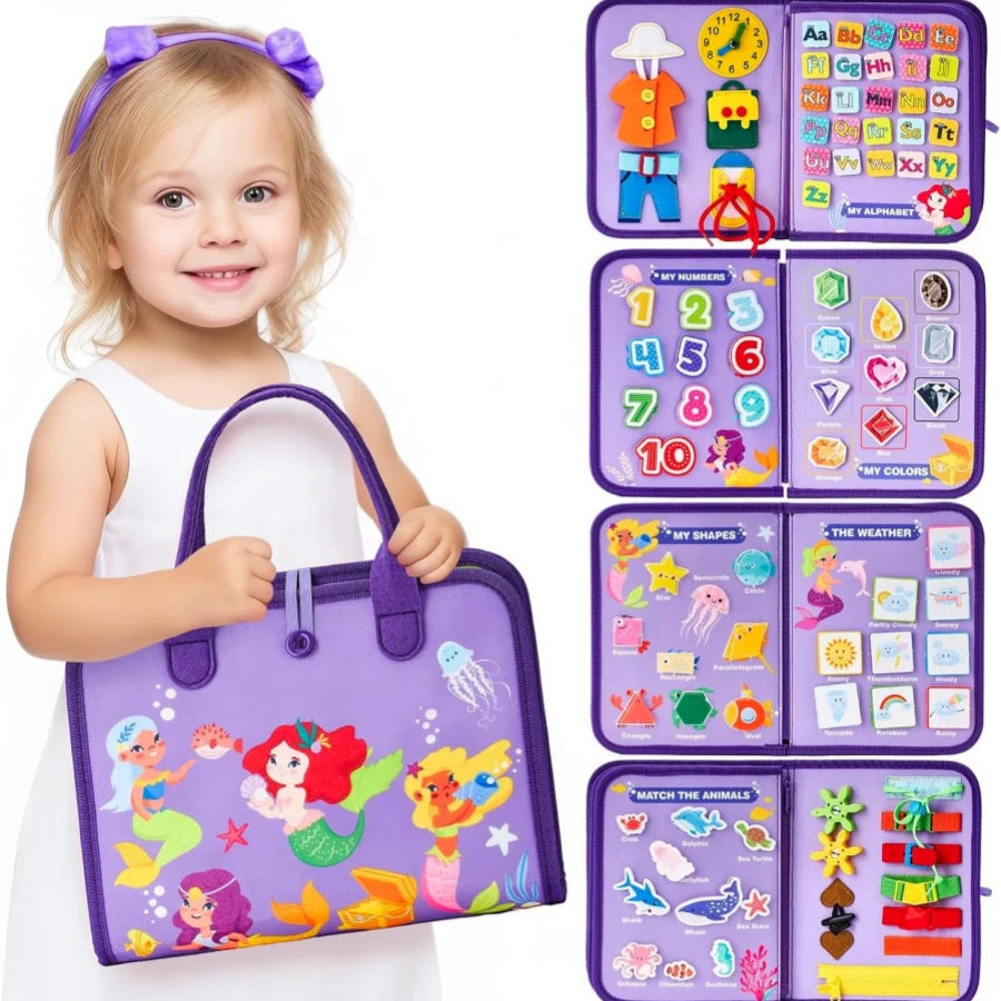 ⭐ Busy Book Montessori para Niños 1–5 Años | Libro Sensorial de Fieltro, Actividades de Vestir y Abotonar | Juguete Educativo Portátil, Viajes y Preescolar