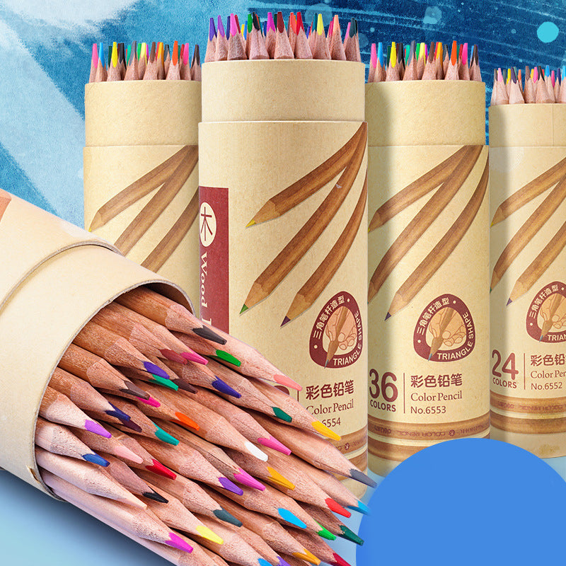 ⭐Lápices de Colores para Niños en Barril | 12/18/24/36/48 Colores, Madera de Alta Calidad, Diseño Infantil | Ideales para Dibujo y Arte Escolar