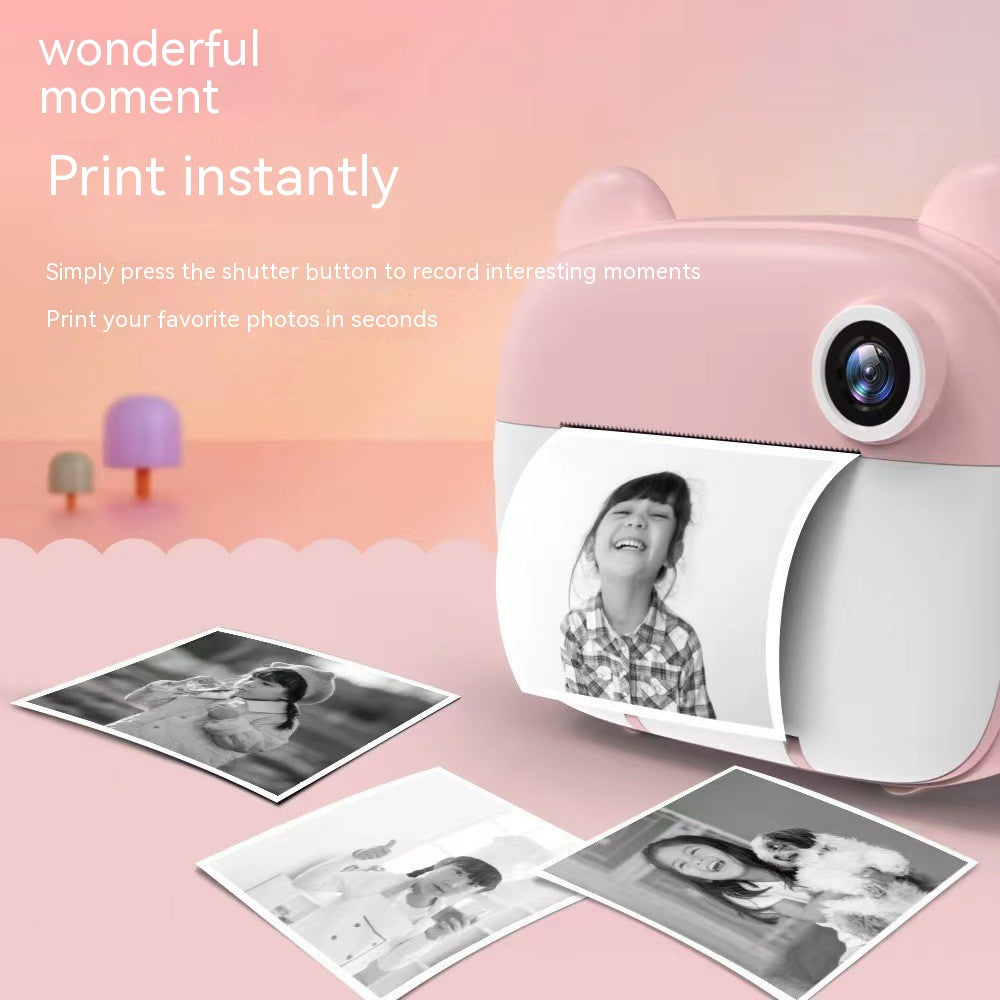 ⭐ Cámara Infantil con Impresión Instantánea | Doble Cámara HD, Pantalla Grande, Incluye 3 Rollos de Papel, Rotuladores y Lanyard
