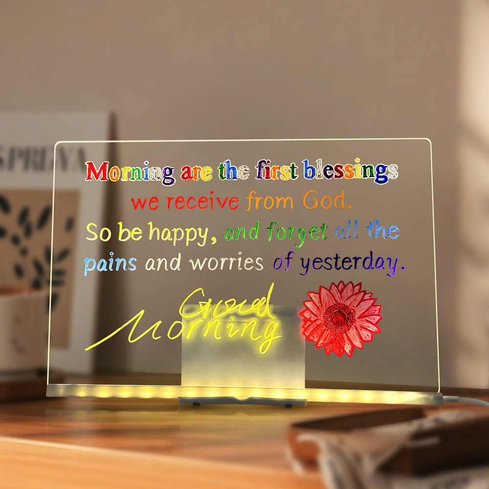 LED Acrylic Drawing Board – Tablero de Dibujo Luminoso Reescribible con Luz Nocturna, USB, Soporte y Bolígrafo | Mensajes, Decoración y Creatividad