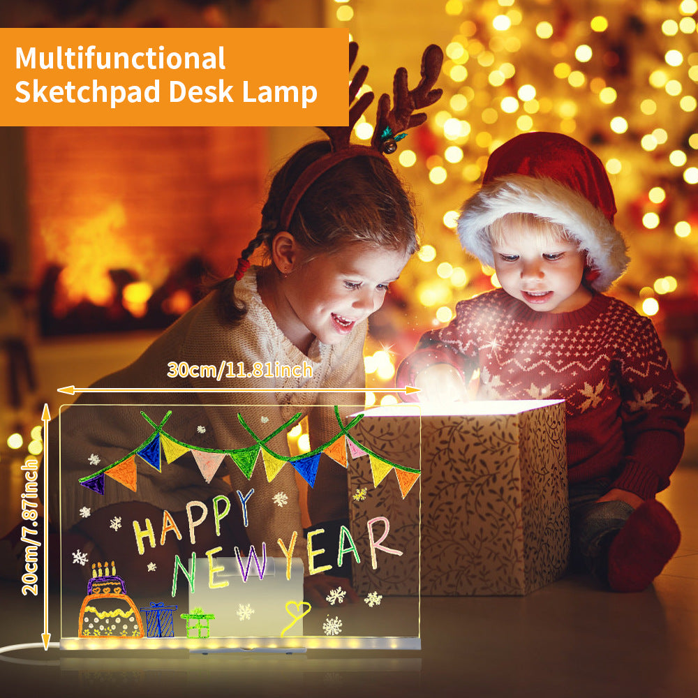 LED Acrylic Drawing Board – Tablero de Dibujo Luminoso Reescribible con Luz Nocturna, USB, Soporte y Bolígrafo | Mensajes, Decoración y Creatividad