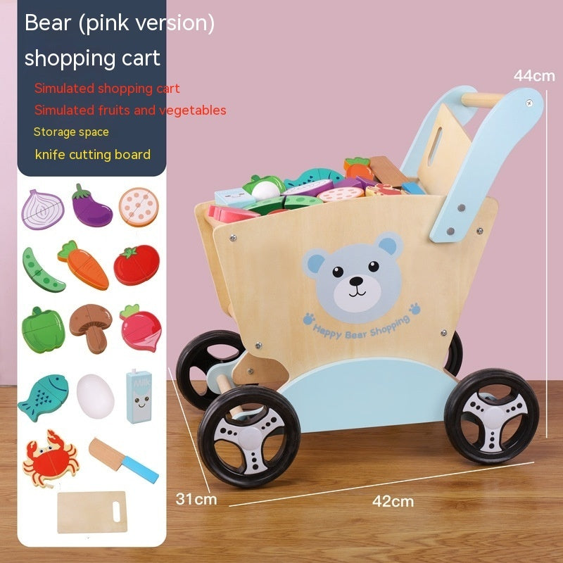 Andador Infantil de Madera Educativo – Carrito de Compras para Bebés y Niños | Juguete de Aprendizaje Temprano